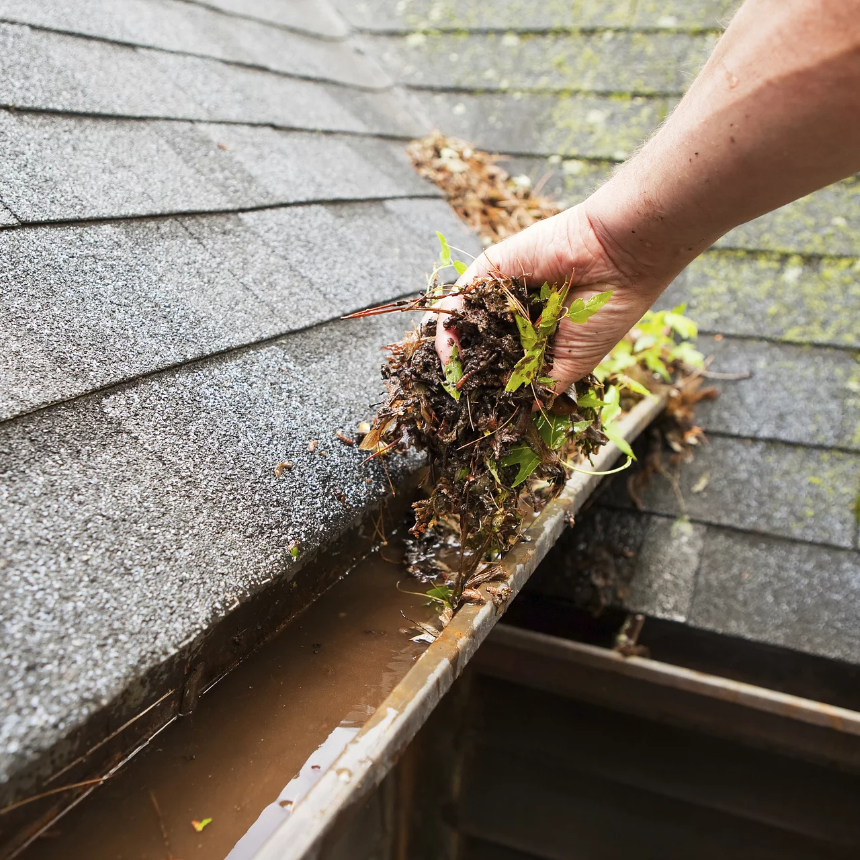 Cleaning a gutter